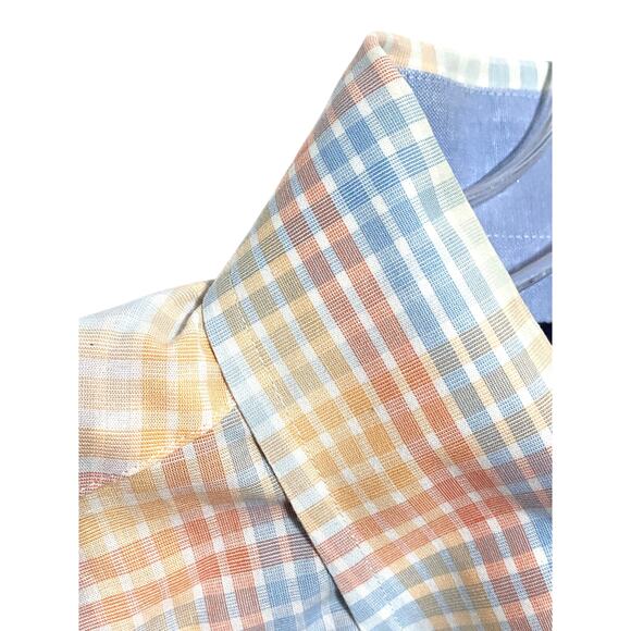 Tommy Hilfiger Button Shirt Colorful Red Orange Blue Checks Stripes Mens XL - Picture 5 of 10